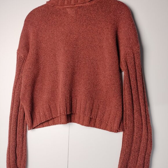 Vintage SO Cropped Rust Sweater Size XS Turtleneck Pullover Argyle Long-sleeve - Picture 6 of 8